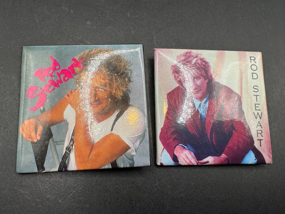 Vintage 1988 1991 ROD STEWART Album Cover Pin Collectors Pin Badge Lot of 2